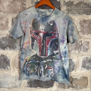 Disney Parks Star Wars Boba Fett T Shirt Tie Dye Gray Adult Small Casual Neutral